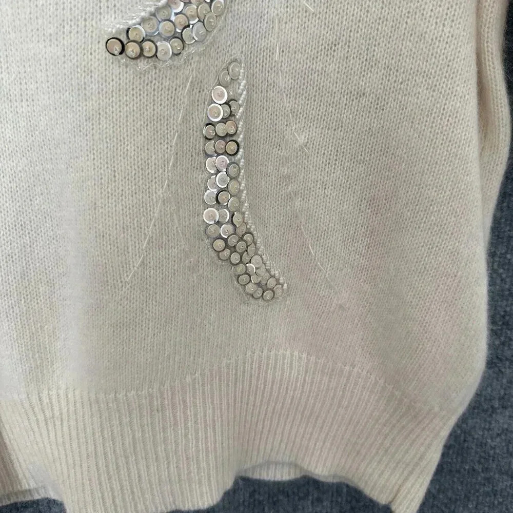 Embellished Cream Sweater - Crew Neck - Picture 8 of 14